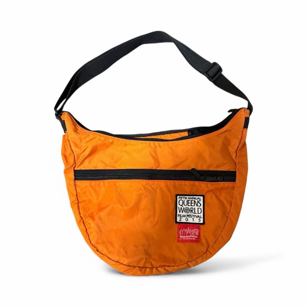 Retro Artsy Orange Crescent Shoulder Bag from 2015 Queens Film Festival.